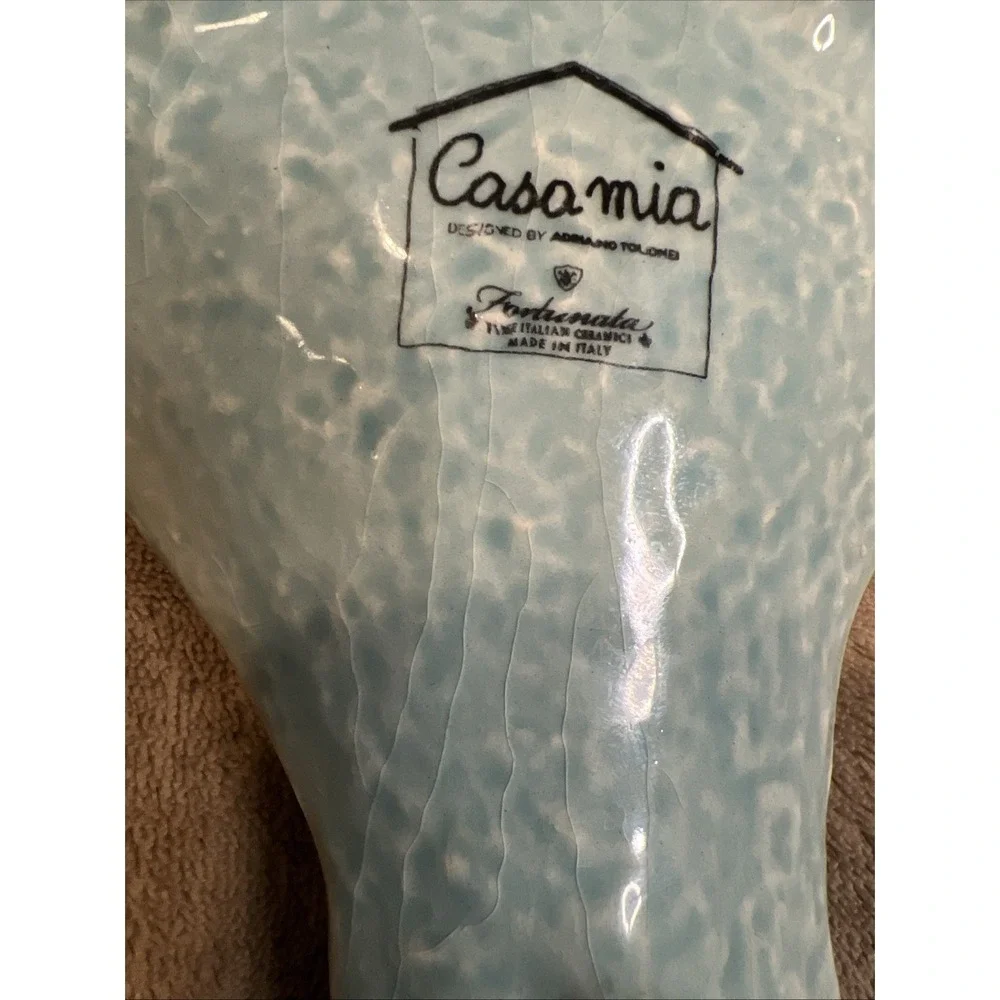 Fortunata Casa Mia‎ Adriano Tolomei Italy Aqua Ceramic Handled Serving Platter
